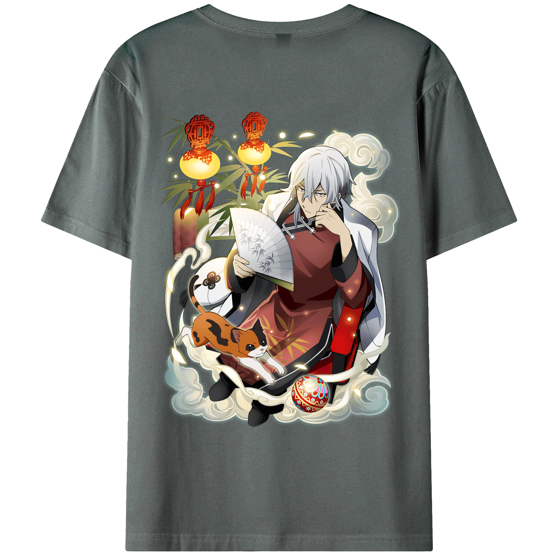 （画像用） 文豪ストレイドッグス Bungo Stray Dogs 綿100％ メンズ半袖Tシャツ（バックプリント） 通気性